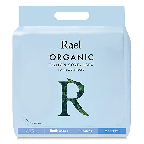 Rael Organic Incontinence Pads Moderate- Organic Bladder Control and Postpartum Pads, 4-Layer Core with Leak Guard Technology, Postpartum (30 Count)
