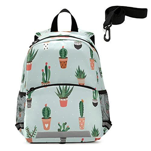 QUGRL Cactus Tropical Toddler Backpack Cute Kids Backpack for Baby Boys Girls Kindergarten Schoolbag Preschool Nursery Travel Bag with Safety Leash Harness 3-8 Years