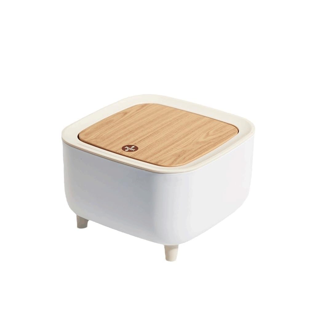 Mini Trash Can with Lid, Tiny Desktop Garbage Can,Pop Up Countertop Wastebasket, Plastic Small Garbage Bin for Bathroom,Office,Kitchen, Table,0.5 Gallon White Tabletop Garbage Collector Anti Slip