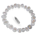 FASHIONZAADI Clear Quartz Rune Stones Set Engraved Pagan Lettering, Viking Elder Futhark Runes, Crown Chakra Healing Crystals, Norse Rune Casting Set for Spiritual Gifts, Norse Pagan Altar Supplies -  SUBYATH CRYSTAL