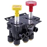 WQSING Dual Manifold Dash Valve KN20619 for Haldex RKN20619 3/8″ Push to Connect 1/4″ Unthreaded Mount Hole Trailer Parking Style B Hand Operated Valve Compatible with Volvo 20560009 85123221 20523171