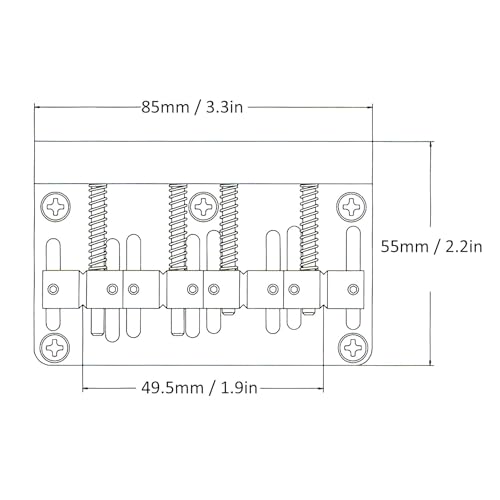 Herchr HERCHRORZ5760GF1-11 4 String Bass Bridge Hardtail Bass Guitar Bridge Top Load Bass Hardtail Bridge Fender Jazz Or Precision Bass Heavy Duty Saddles Guitar Bridge Tailpiece Guitar Instrument Accessories 85Mm thumb #4