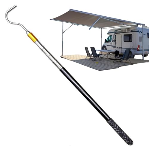 Decorhome RV Awning Telescopic Pole - 60inch Metal Retractable RV Awning Opener | Multi-Section Locking Multifunctional RV Accessory | Pull Rod with Rubber Handle for Shelter Canopy | Portable RV