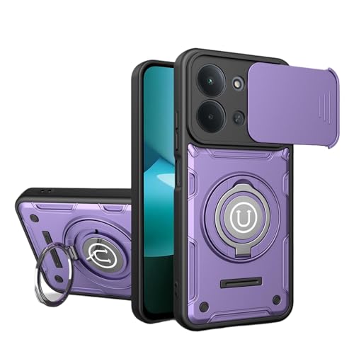 �X�}�z�P�[�X �Ή��@�� for Redmi 15C 4G (171mm)�y�}�O�l�b�g���ԍڃ}�E���g �����h�~ 2-in-1 PC+TPU 2�E�F�C�u���P�b�g�X�^���h �J���������Y�ی�zPurple