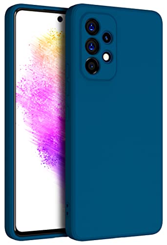 Image of Kapa Matte Lens Protective Back Cover for Samsung Galaxy A73 (5G), Slim Silicone with Soft Lining Shockproof Flexible Full Body Bumper Case (Blue)