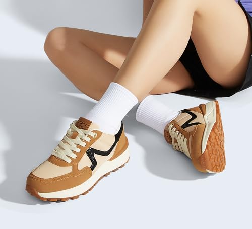 Image of LUCKY STEP Women's Retro Fashion Casual Sneakers | Platform Classic Trendy Trainning Anti-Slip Tennis Travel Walking Shoes