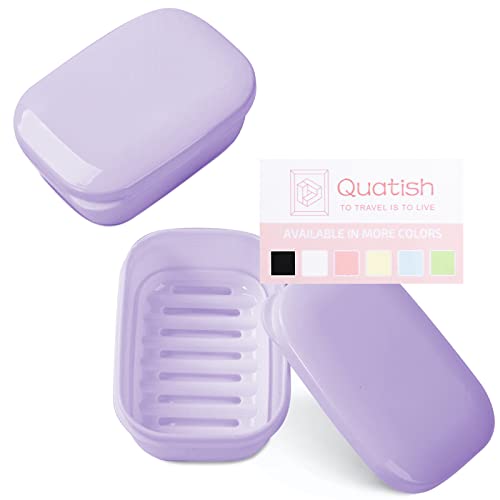 Quatish 2 Pack Travel Soap Container, Portable Soap Holder with Lid, Bar Soap Holder, Soap Case for Camping Gym Travel, Soap Box for Bathroom,Purple