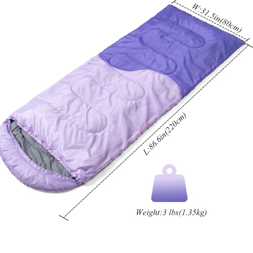 Sleeping-Bag-3-Seasons-for-Adults-Kids-Boys-Girls-Camping-Hiking-Warm-Cold-Weather-Lightweight-Portable-with-Compression-Bag-for-Backpacking-in-Spring-Summer-Fall-and-Winter