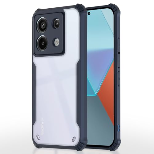 Image of Outlouders Back Cover for Redmi Note 13 5G | Ultra Hybrid Transparent | Full Camera Protection | Raised Edge | Crystal Clear Bumper Case (Blue)
