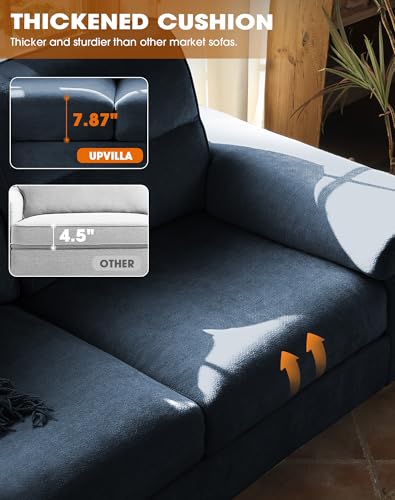 Image of Upvilla 88.97 inch Modern Sofa Couch Deep Seat Sofa for Living Room(Blue)