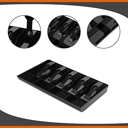 Kasse Geldschublade, 41.00 * 25.00 * 4.00cm Kasseneinsatz für Schubladen mit 9 Rastern Herausnehmbare Cash Tray Schublade Register Einsatz Kassenschublade mit 5 Scheinen und 4 Münzenschublade
