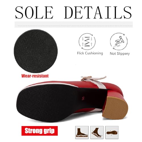 Women's Leather Platform Mary Janes Pumps with Adjust Buckle Strap Retro Comfortable Round Toe Stack Chunky Heels Dress Shoes for Party Prom Date Uniform Shoes4