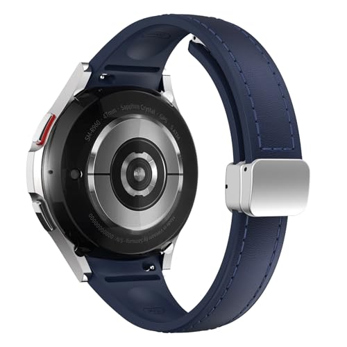 [�����ȓX] ���U�[+�V���R���X�g���b�v �ɓK��Samsung Galaxy Watch 7 FE 6 4 Classic 40mm 44mm �X�����u���X���b�g Correa Galaxy Watch 5 Pro �o���h(Midnight Blue)