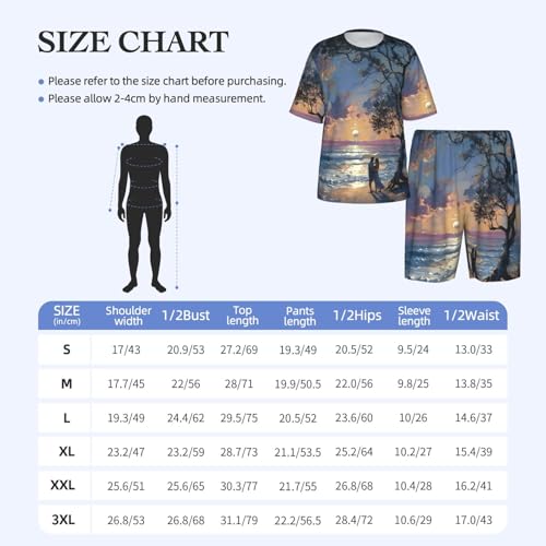 Pyjama homme imprimé plage romantique ensemble fluide décontracté