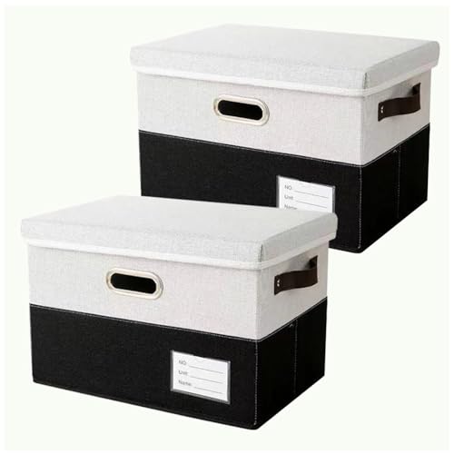 収納ケース 折りたたみ 収納 ボックス (XL-2個セット 38.7L) ファブリック 収納ボックス ふた付き 衣類 収納 おもちゃ オーガナイザー 43x30x30cm ブラック+ホワイト