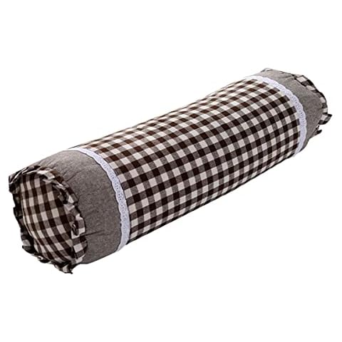 Round Pillow, Buckwheat Pillow Hard Organic Cotton Tube Cervical Bolster Cylinder Recliner Pillows Neck Roll Pillow for Sleeping Pain Relief Round Support for Bed Legs Back Cylinder Pillows Cover