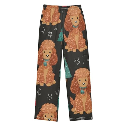 ZZXXB Poodle Xmas Trees Boys Long Pants Soft Trousers Elastic Waist Kids Lounge Bottoms with Pockets S-XL