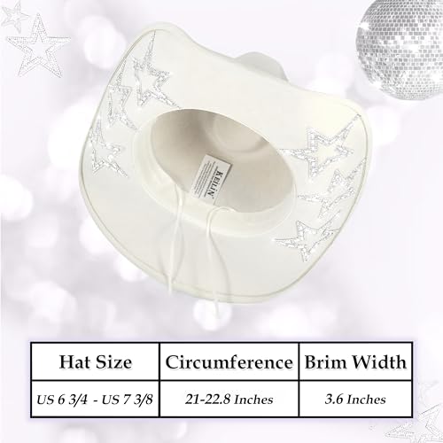 Image of Keilin Rhinestone Cowgirl Hat Disco Cowboy Hat Felt Western Nashville Bachelorette Party Hat for Teens and Adults