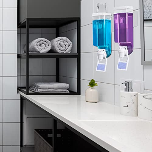 Lomeve 20Oz Mouthwash Dispenser For Bathroom, Plastic Mouthwash Dispenser Wall Mounted, 2 Pack Mouthwash Container With Glass Cup, Adhesive Hook, White Water Pen, Cleaning Brush, And Black Label #TOP4