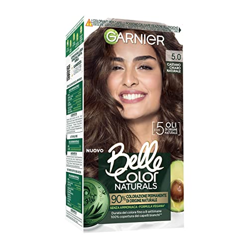 Garnier Belle Color Naturals Permanente Haarfarbe, für eine leuchtende Farbe bis zu 8 Wochen, ohne Ammoniak zu 90% natürlichen Ursprungs, natürliches Hellbraun 5.0