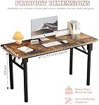39.3" Modern Folding Desk - No Assembly Computer Table, Space Saving for Home Office,Rustic Brown Desktop with Black Legs
