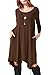 Invug Women Casual Loose Soft Crewneck Long Sleeve Pockets Swing T-shirt Dress Coffee 3XL