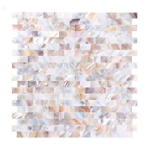 Reovatile 10 - Sheet Pearl Shells Tile Peel And Stick Backsplash, Self Adhesive Wall Tile For Kitchen, Bathroom, Bedroom (11.8"X11.8", White Nature) #TOP5