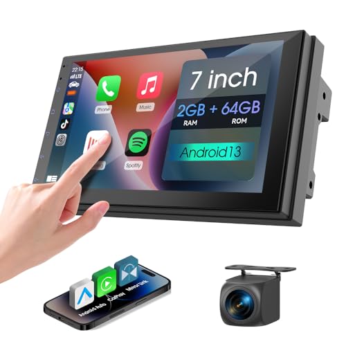 Haudio 7' Car Stereo Double Din Wireless Apple Carplay Radio Screen for Car Audio Receivers, Bluetooth 5.0 Car Play Android Auto Touchscreen, Channel RCA, Backup Camera, SWC, FM/AM|Car Audio Receivers