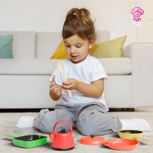 image for Lollipop Kids Kitchen Playset Pots and Pans with Utensils Cookware Pla