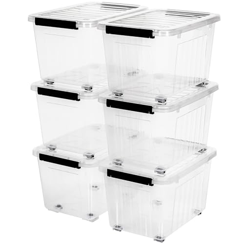 Citylife 54 QT Clear Plastic Storage Bins with Lids Stackable and Nestable Storage Boxes with Lids Large Plastic Storage Containers for Garage, Closet, Kitchen, 6 Packs