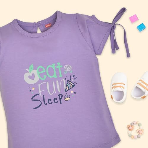 Image of LuvLap Baby Girls Regular Fit 100% Cotton Half Sleeves Girls Top CoSet Pack of 3