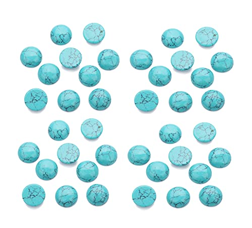 40pcs Blue Synthetic Turquoise Stone Cabochons (12mm)
