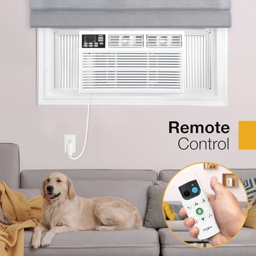 Image of Whirlpool 18,000 BTU Window Air Conditioner with Dehumidifier, Timer, White | 230V, Remote Control, 3 Speeds, 24H Timer for Large Rooms up to 1000 Sq. Ft., Bedroom, Living Room, Apartment