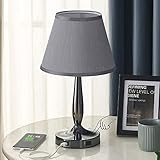 Touch Table Lamp with USB Ports, 3-Way Dimmable Modern Small Nightstand Lamp for Bedroom, Living...