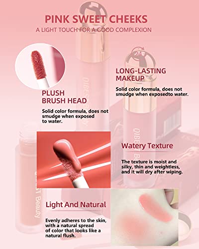 Velvet Liquid Blush, Soft Face Makeup Cream Blush, Cheek Beauty Blush For Natural Skin Tint, Long Lasting & Smooth Creamy Formula Blush Smudge Proof, Natural-Looking Waterproof Liquid Blush - 01 #TOP2