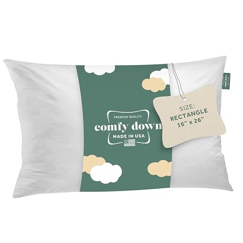 ComfyDown Decorative Throw Pillow Insert, Down and Feather Fill, 100% Cotton Cover, 233 Thread Count - Made in USA (16" X 26")