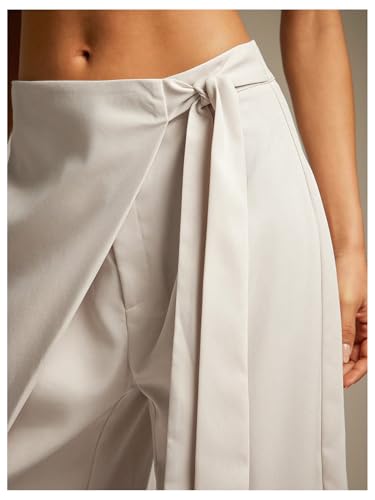 Milumia Women's Side Tie Wrap Front Loose Pants High Waist Wide Leg Office Work Trousers4