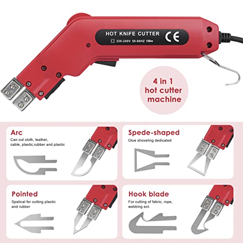 Miniatura 6 de Yapasopu Cortador De Calor Eléctrico 100w Cuchillo Caliente Eléctrico De Cortador De Espuma Kit De Herramientas De Corte Con 4 Tipos De Moldes Para Cuchillos Para Cortar Tela Caucho Acrílico Plástico