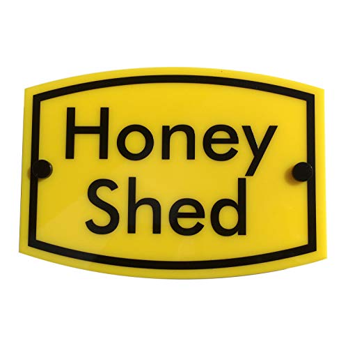 Domus House Signs Bee Keeping Sign 'Honey Shed' | PREMIUM KWALITEIT | water-, vorst-, roest- & weerbestendig, UV-bestendig gemaakt voor langdurig gebruik buitenshuis