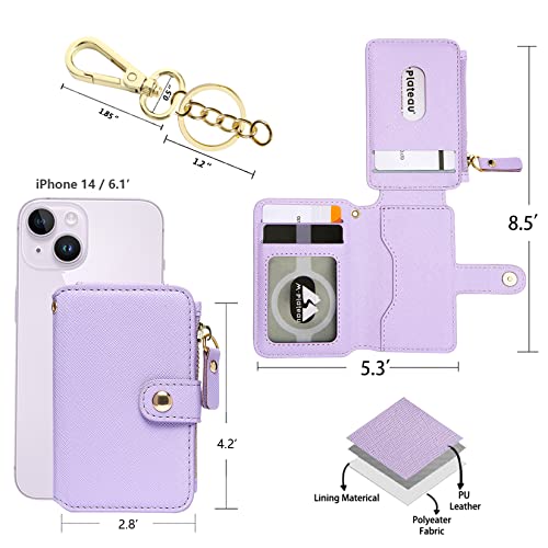Image of Keychain wallet, Rfid Blocking Credit Card Holder Leather, Zipper Card Case for Women, Lavender, Small, Handy