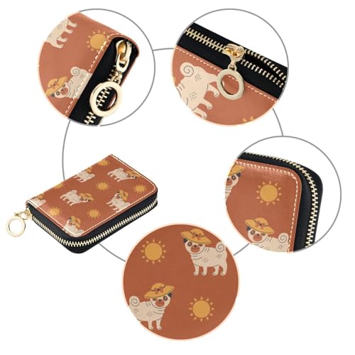 RFID Credit Card Holder Pug Dog Leather With Zipper Card Case Wallet for Women Girls3