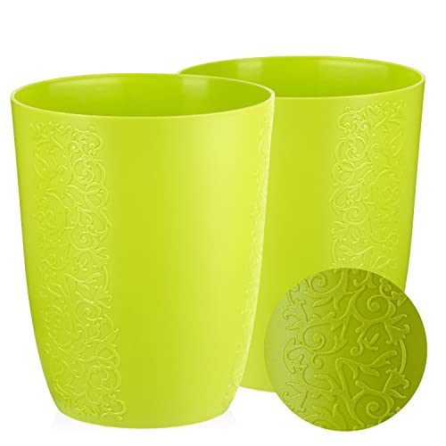 Tymar Blumentopf, 2er-Pack, Orchideentopf, Blumenkübel für Orchidee, Pflanzentopf aus Kunststoff, Moderne, schlanke, Runde Form (Grün, ø 12,5 cm)