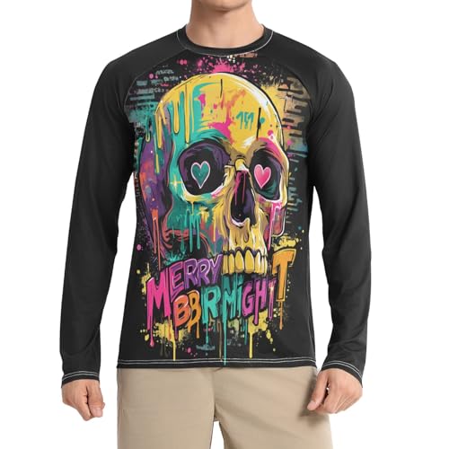 Chemise de soleil noire homme à manches longues tête de mort anti-UV pour les loisirs extérieurs