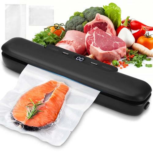 Vuxava Automatischer Lebensmittel-Vakuumiergerät – Vakumierergerät für trockene & feuchte Lebensmittel, Vakuumierer mit 20 Vakuumbeuteln, ideal zur Konservierung –...