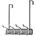mDesign Steel Over Door Closet Organizer Hanger Rack with 8 Hooks for Bedroom, Bathroom, Office, Guest Room, Laundry - Holds Clothes, Hats, Towels, Robes, Bags - Vista Collection, Graphite Gray/Chrome