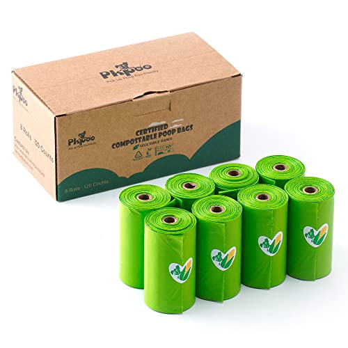 Image of Pkpoo Poop Bags for Dogs Vegetable-Based Leak Proof, Unscented, 120 Counts | Corn Starch Material, Extra Wide, Heavy Duty, Ease of Use, Cat Litter Bags, Diaper Sacks, Refill Rolls