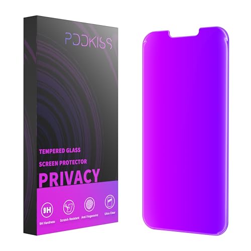 Image of PDDKISS Compatible for iPhone 13 Pro Max Privacy Screen Protector /iPhone 14 Plus Screen Protector 6.7 Inch, Purple Gradient Anti Spy Anti Blue Light HD Tempered Glass Easy Installation