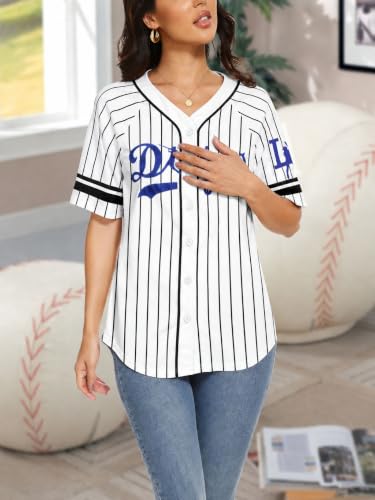 Image of Baseball Jersey Women Baseball Shirts Baseball Team Button Down Jerseys