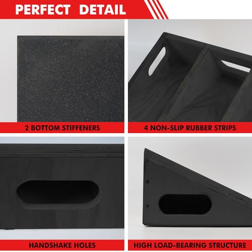 Image of EVERYMATE Slant Board Calf Stretcher, Non-Slip Heel Elevated Squat Wedge Block for Weightlifting and Calf Stretching, Knees Over Toes Equipment 1000LB