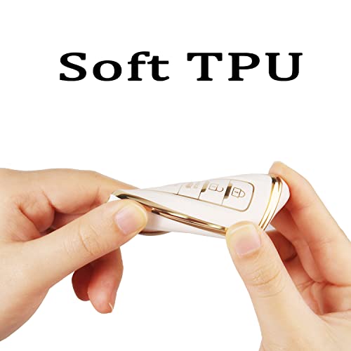 Qbuc For Toyota Key Fob Cover With Keychain Tpu Suitable For 2018-2022 Toyota Camry Rav4 Avalon C-Hr Corolla Highlander Gt86 (Style 2-White) #TOP5